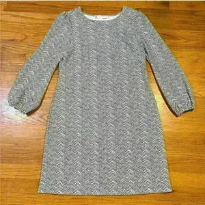 Jude Connally Dress Size Small Black White Pink Stripe Cap 3/4 Sleeve Career